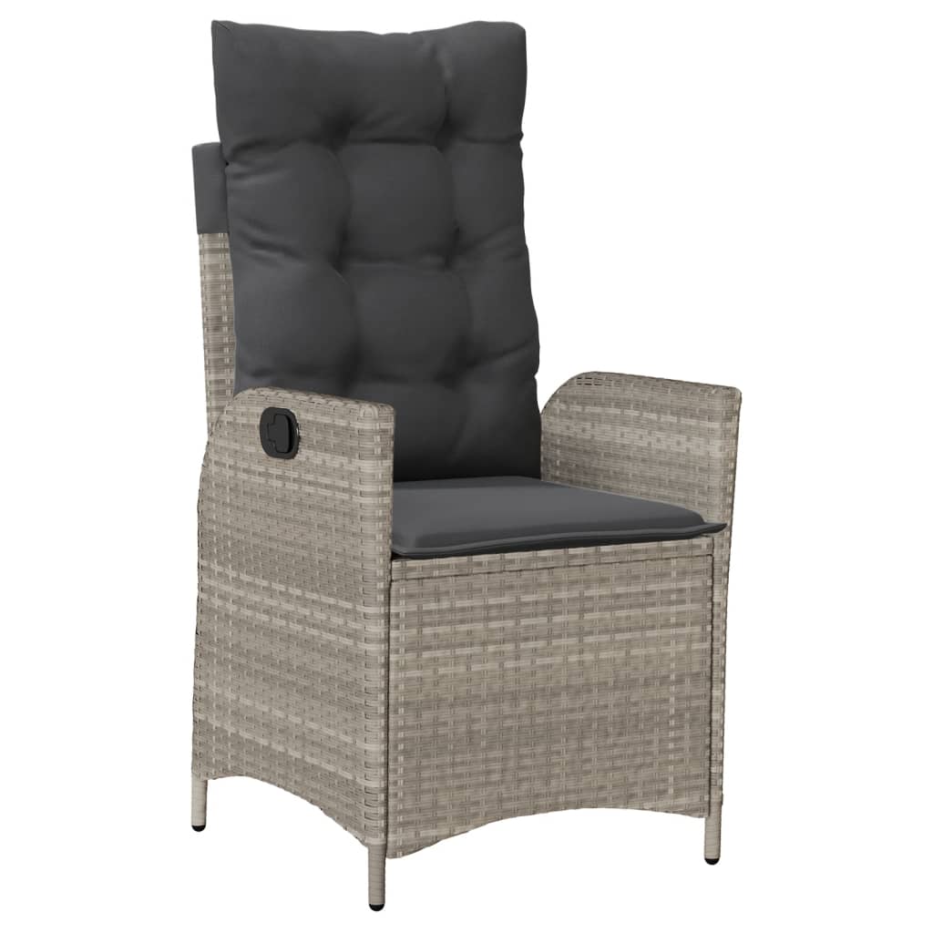 Gartensessel Verstellbar mit Kissen Schwarz Poly Rattan