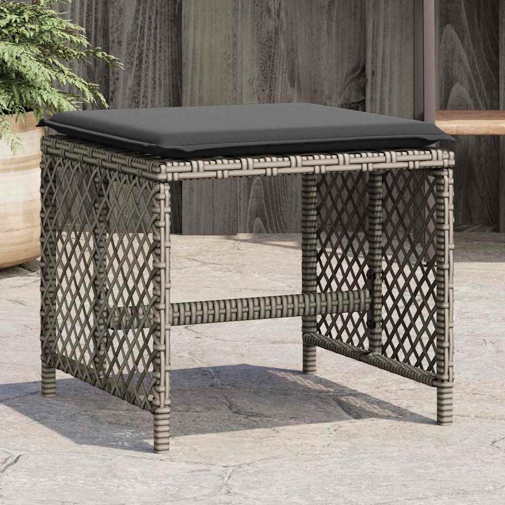 Gartenhocker mit Kissen 4 Stk. Schwarz 41x41x36 cm Poly Rattan