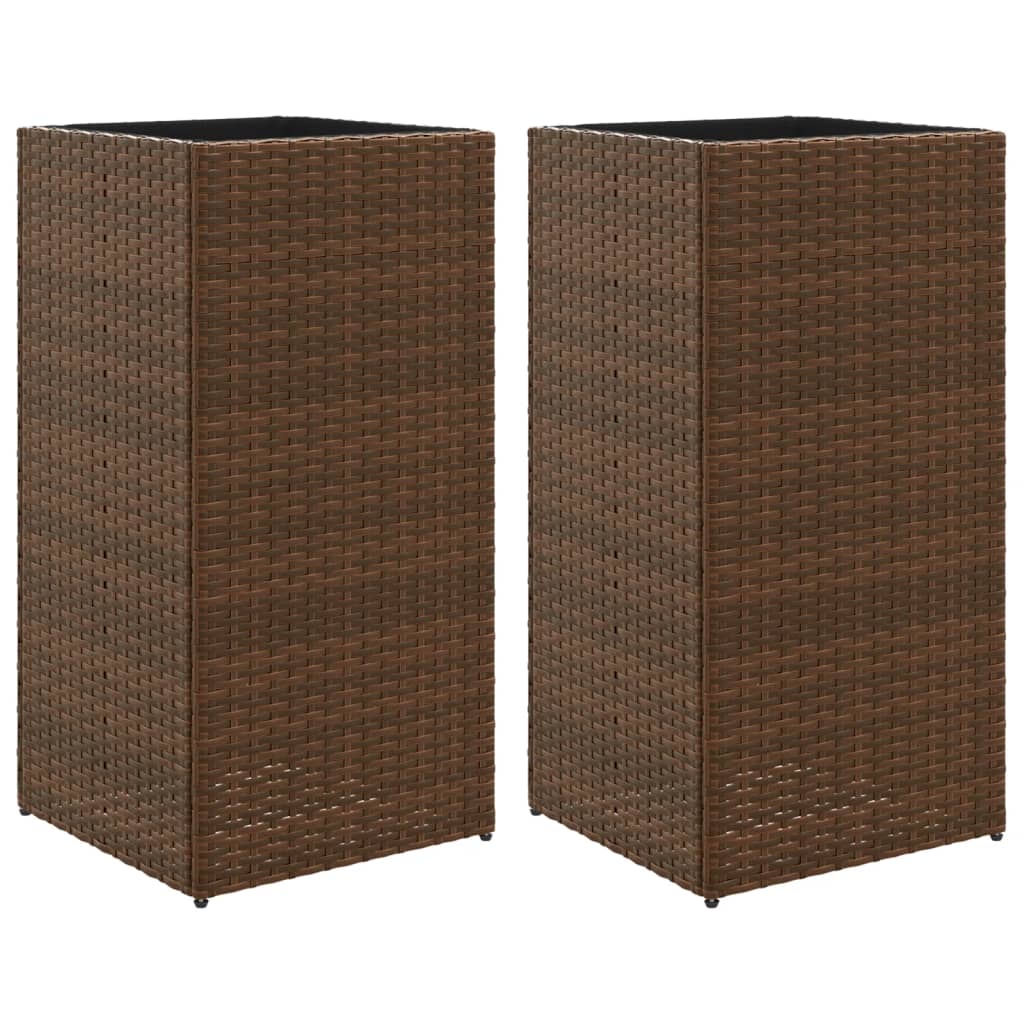 Pflanzkübel 2 Stk. Schwarz 40x40x80 cm Poly Rattan