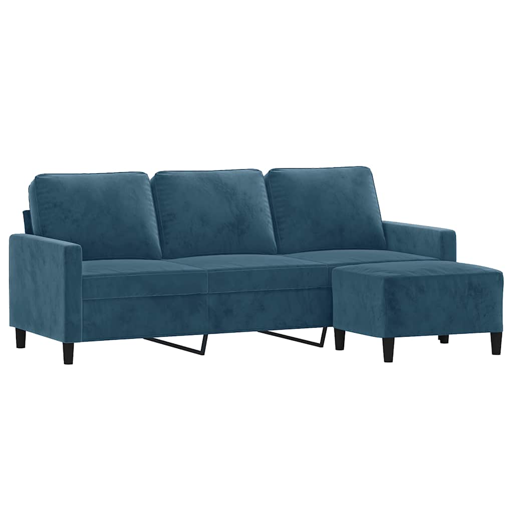 3-Sitzer-Sofa mit Hocker Rosa 180 cm Samt