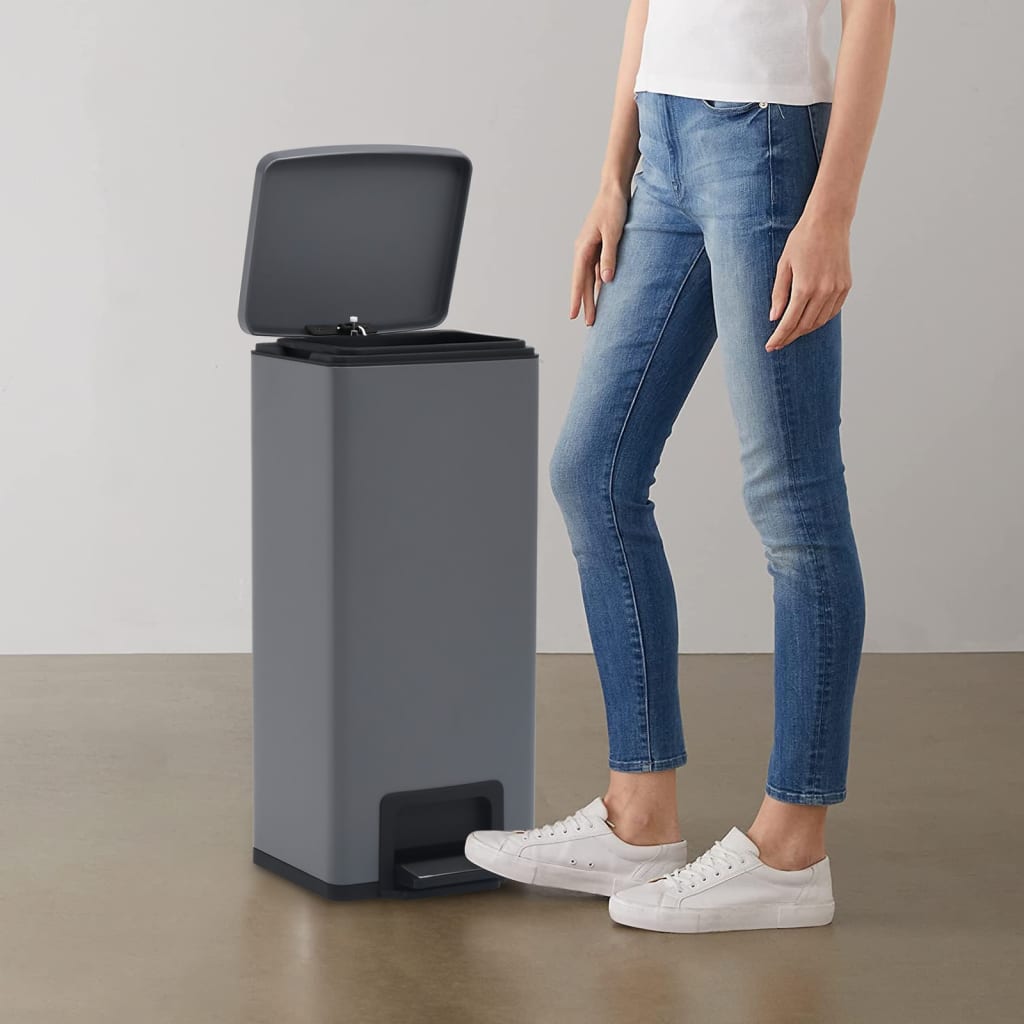 Mülleimer mit Pedal Anti-Fingerabdruck 30 L Silbern Edelstahl