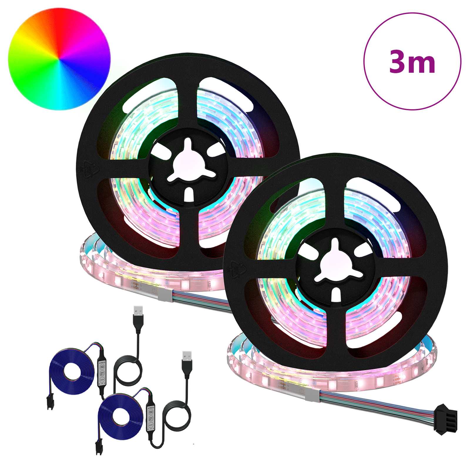 LED Streifen 2 pcs Schwarz und Transparent 3000 mm