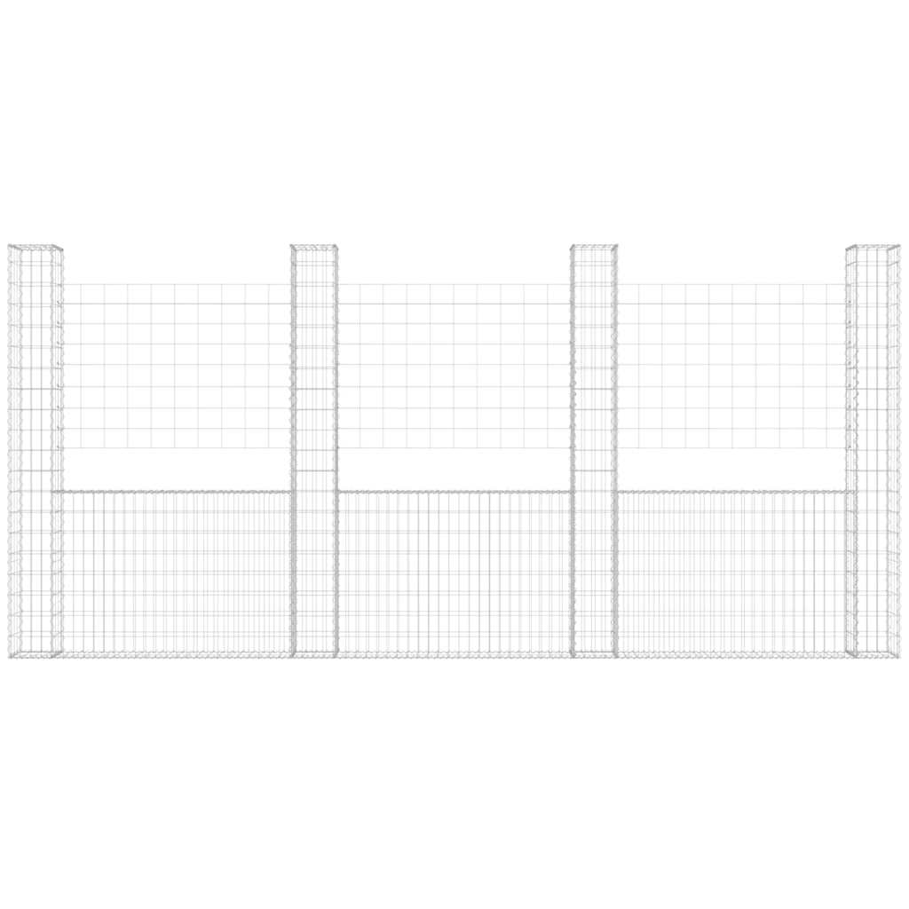 Gabionenkorb U-Form mit 2 Säulen Eisen 140x20x150 cm