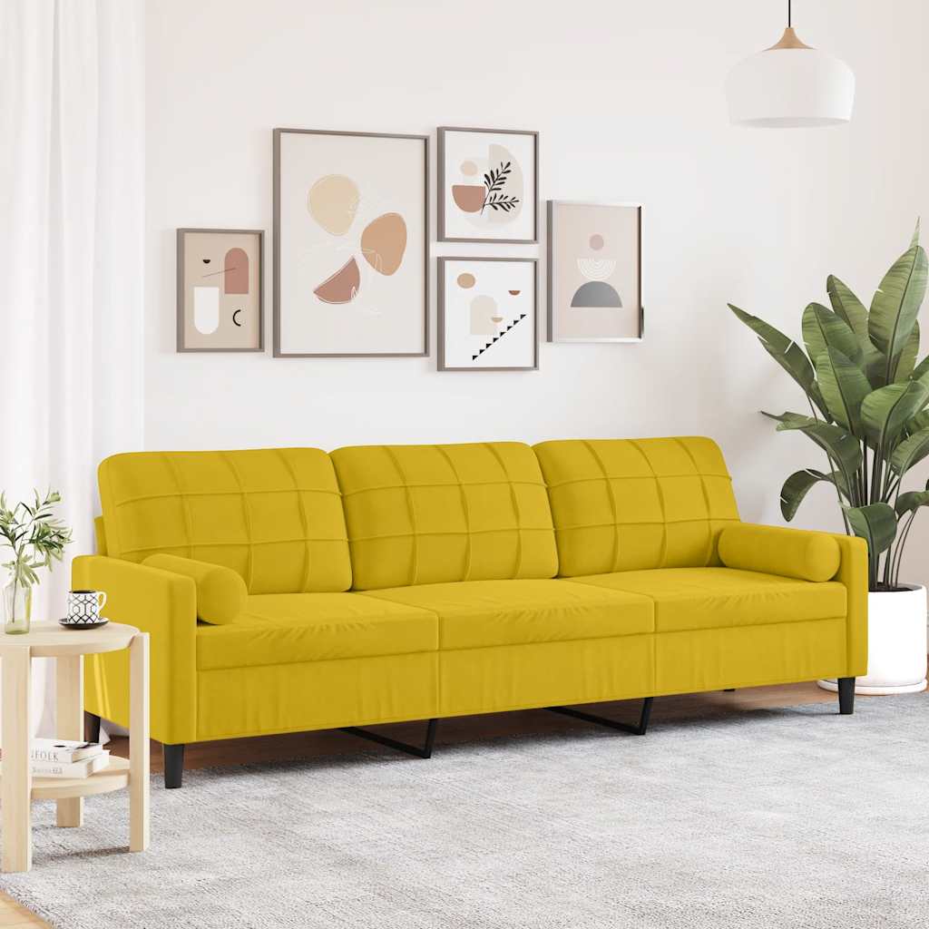 2-Sitzer-Sofa mit Zierkissen Hellgrau 120 cm Samt