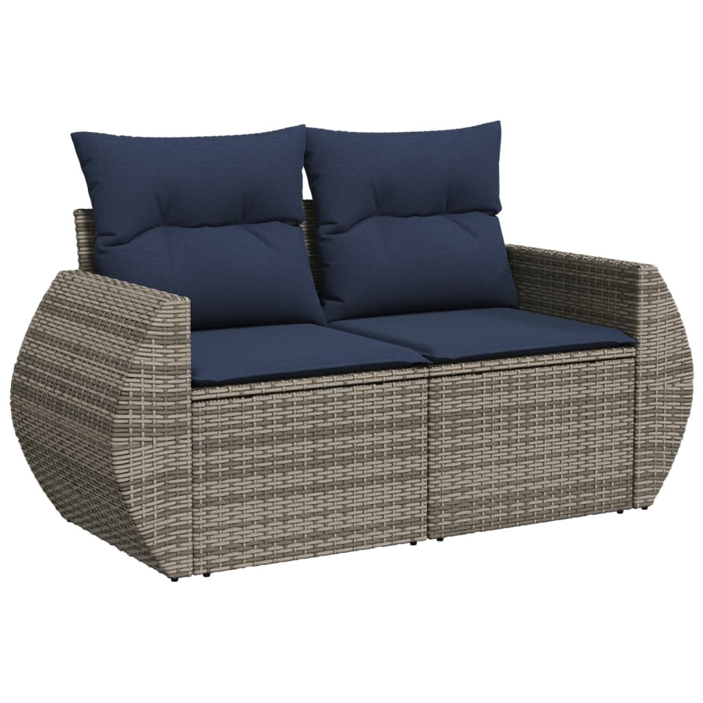 6-teiliges Gartensofa-Set mit Kissen, schwarzes Polyrattan