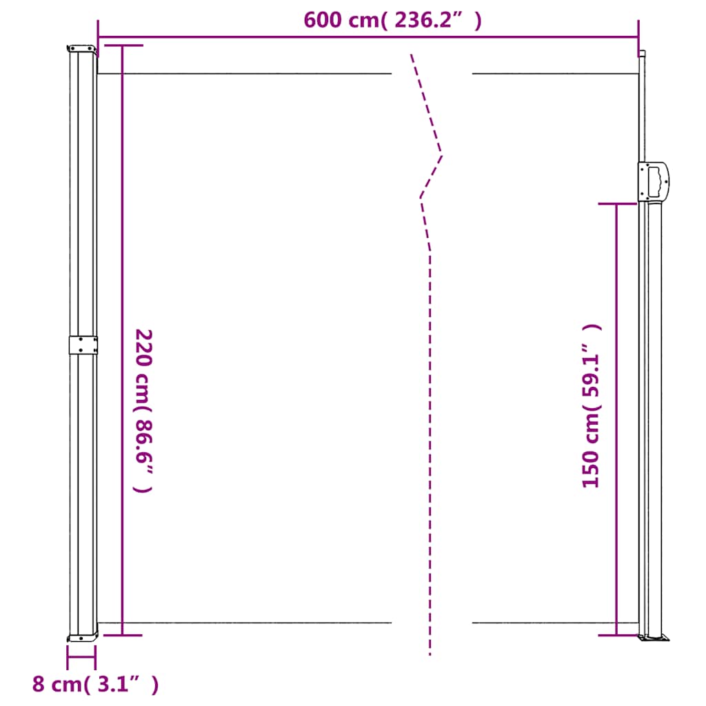 Seitenmarkise Ausziehbar Schwarz 100x300 cm