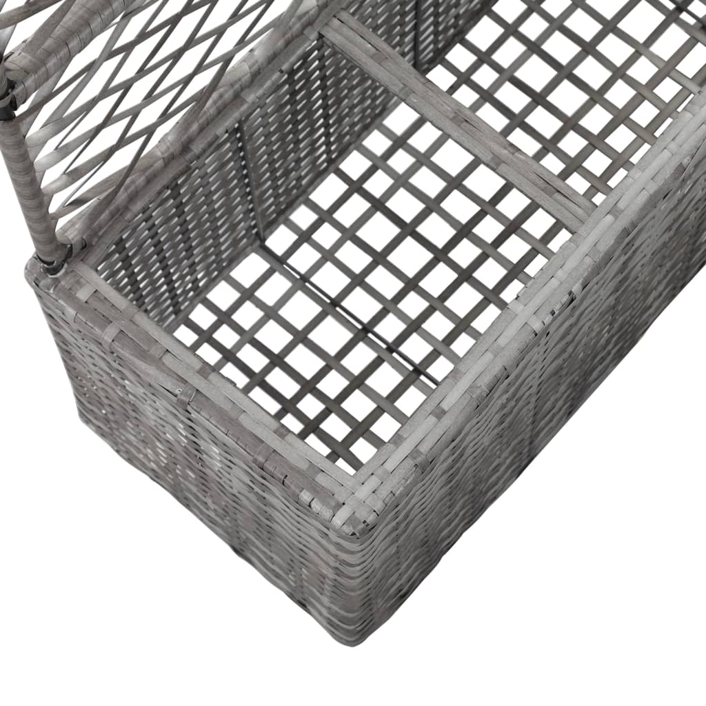 Hochbeet mit Rankgitter 1 Topf 30x30x107cm Poly Rattan Schwarz