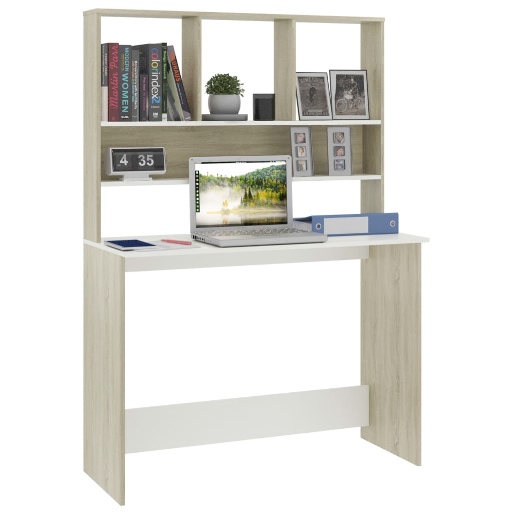 Schreibtisch mit Regalen Weiß 110x45x157 cm Holzwerkstoff