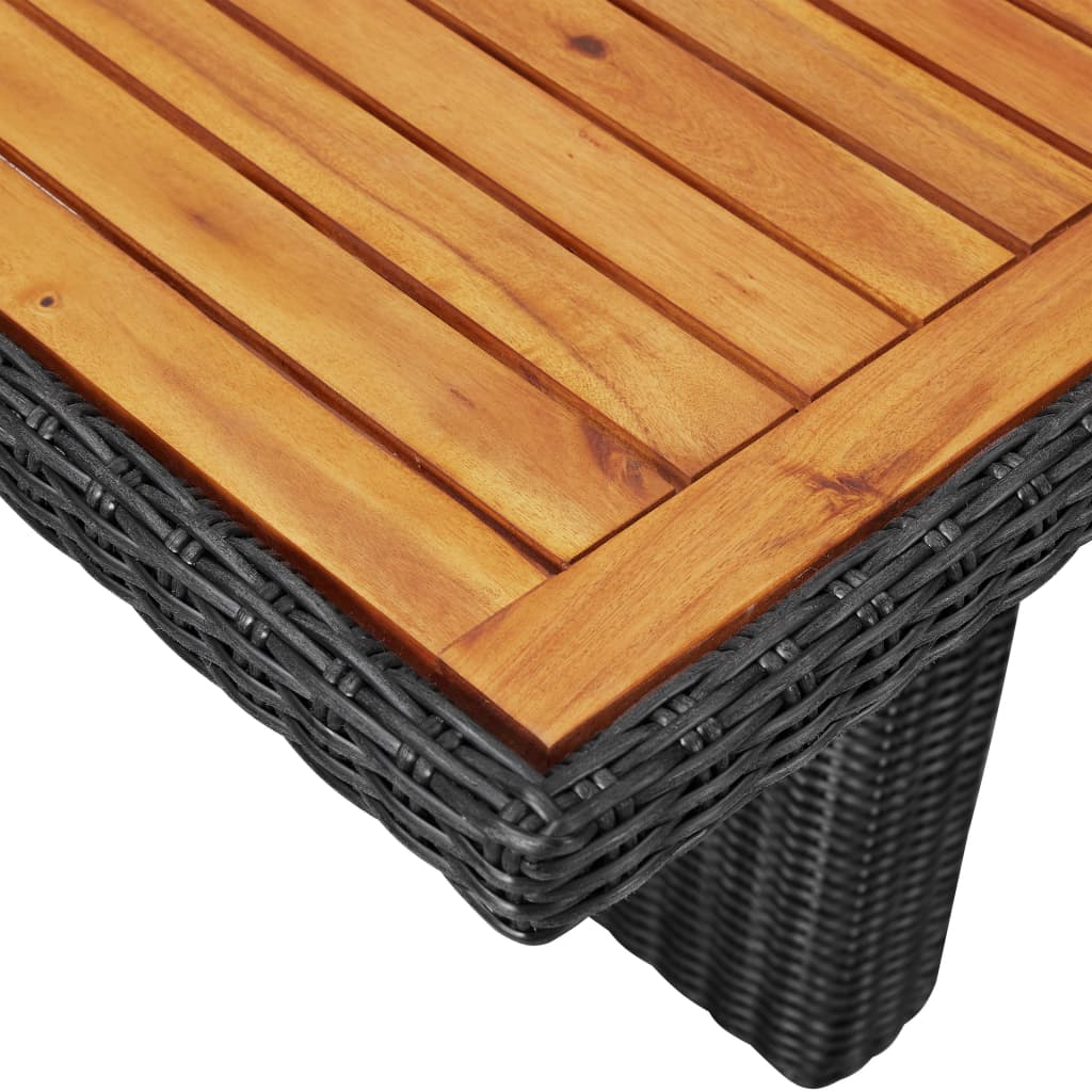 Garten-Esstisch Braun 200x100x74 cm Glas und Poly Rattan