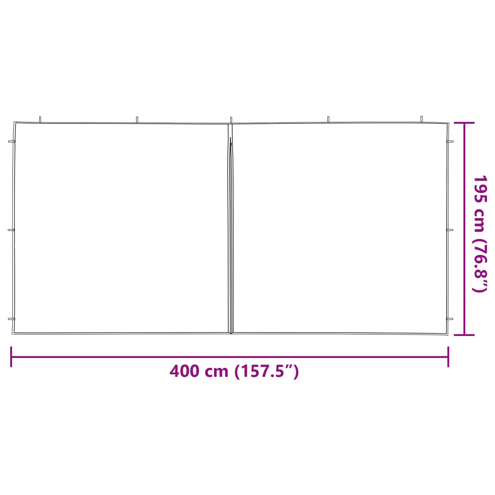 Party Zelt Seitenteil 2 pcs Rot 300 x 195 cm PE und Stahl