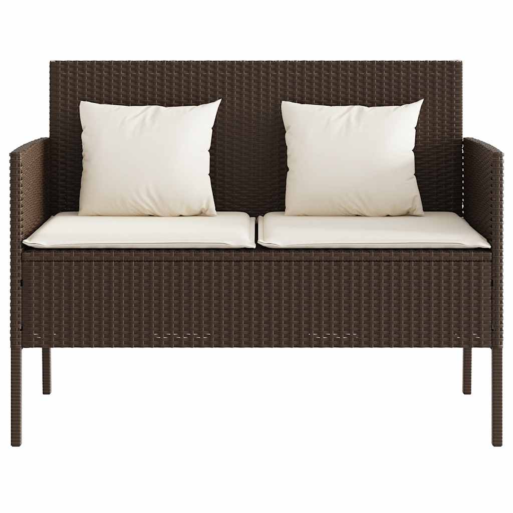 Gartenbank mit Kissen Schwarz Poly Rattan