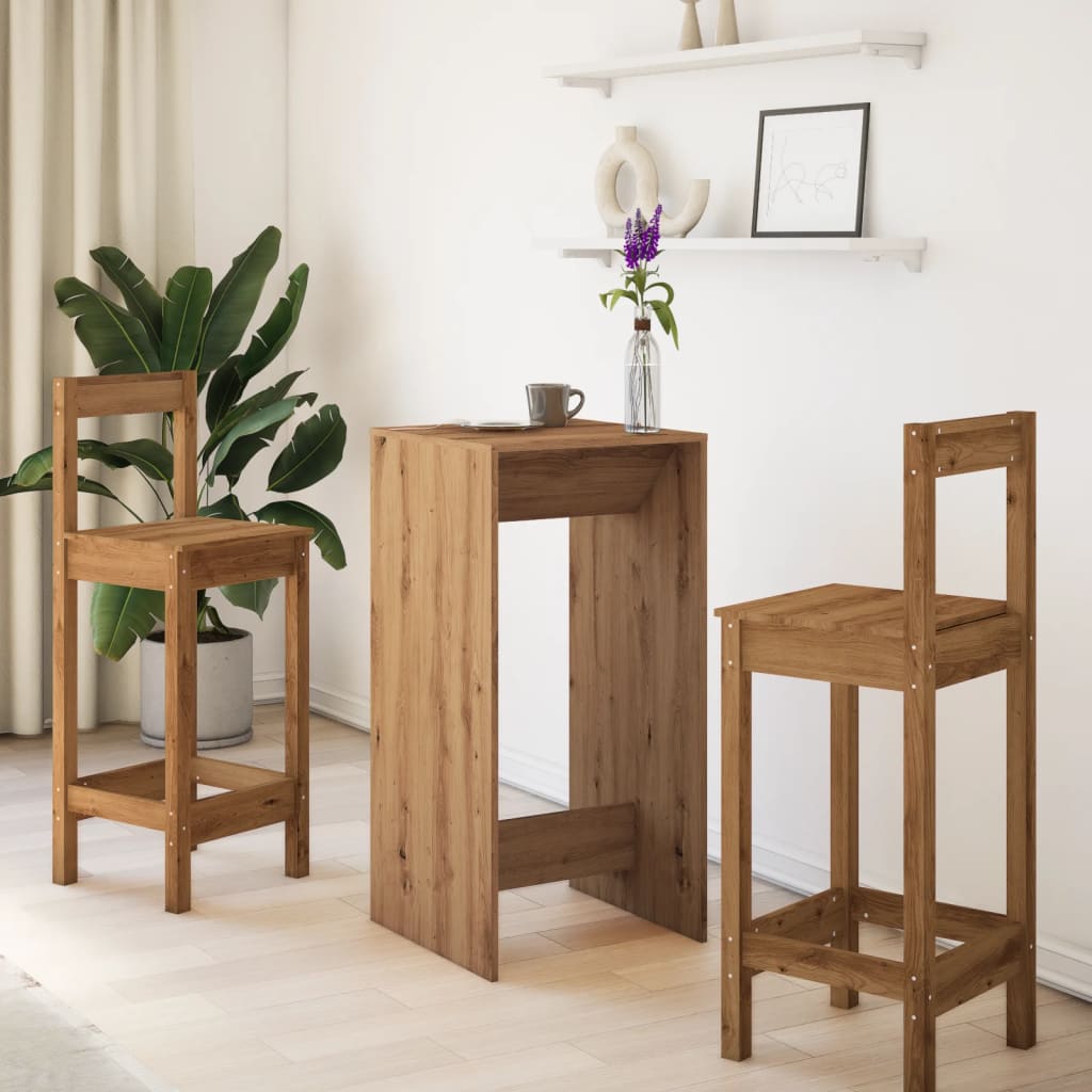 Bartisch Schwarz Eichen-Optik 102 x 50 x 103,5 cm Holzwerkstoff