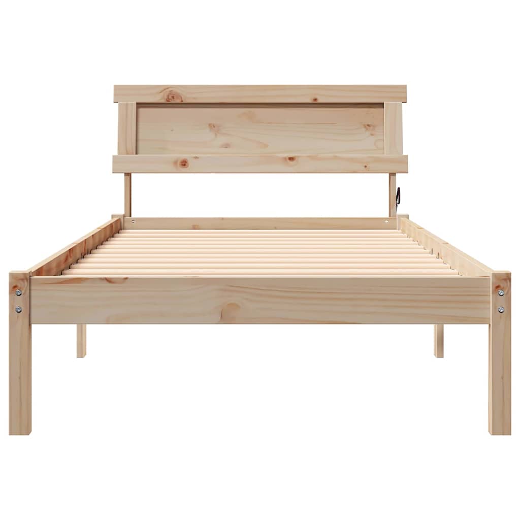 Bettgestell mit Kopfteil Braun 200 x 200 cm Massivholz Kiefer