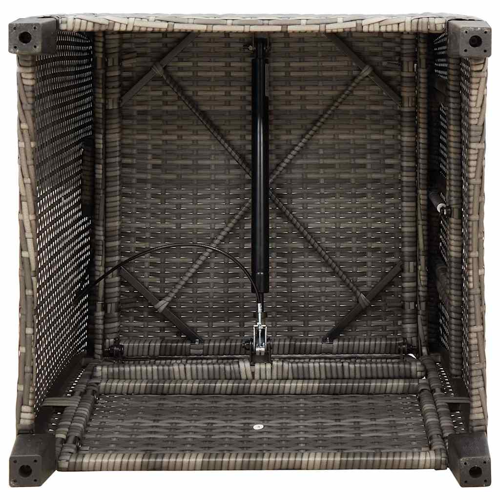 Gartensessel mit Beistelltisch Verstellbar Schwarz Poly Rattan