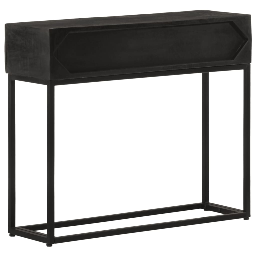 Nachttisch Schwarz 40x30x50 cm Massivholz Mango und Eisen
