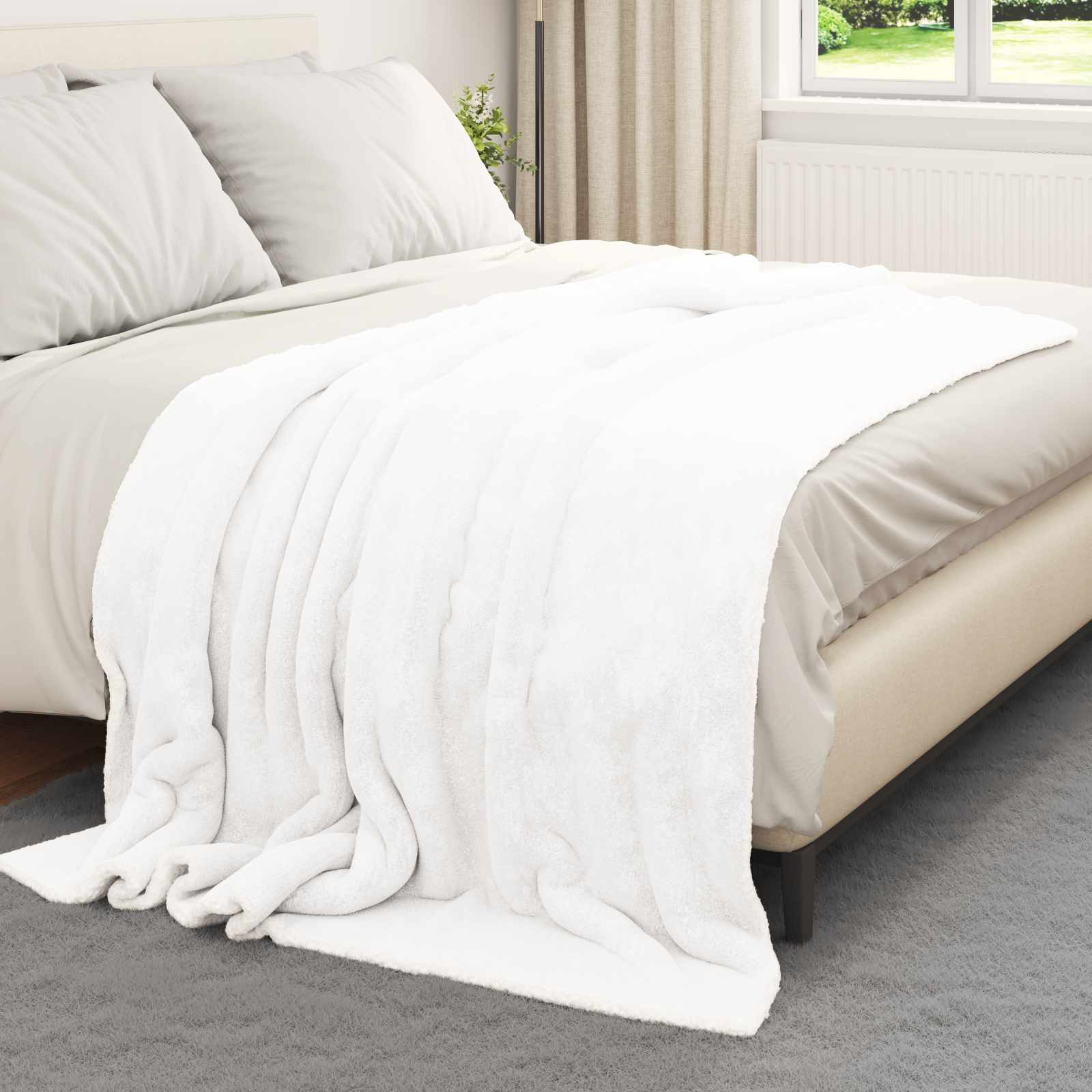 Überwurfdecke Beige 130 x 150 cm Fleece