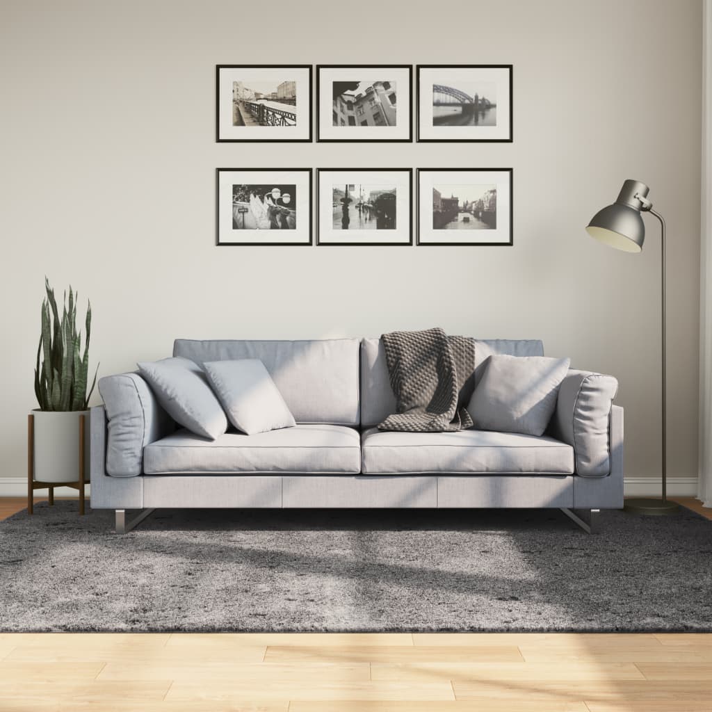 Teppich HUARTE Kurzflor Weich und Waschbar Anthrazit 60x110 cm