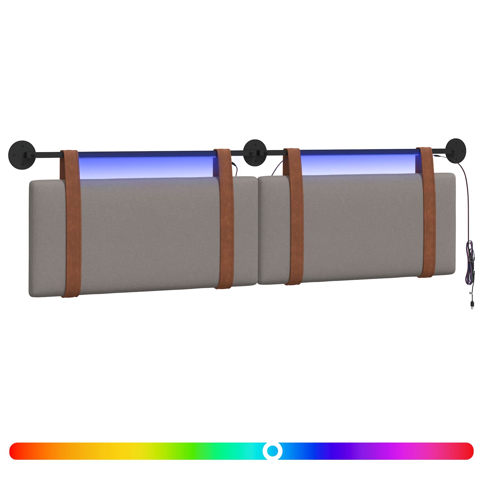 Hängendes Kopfteil Mit LED Licht Wolkengrau Antikes PU