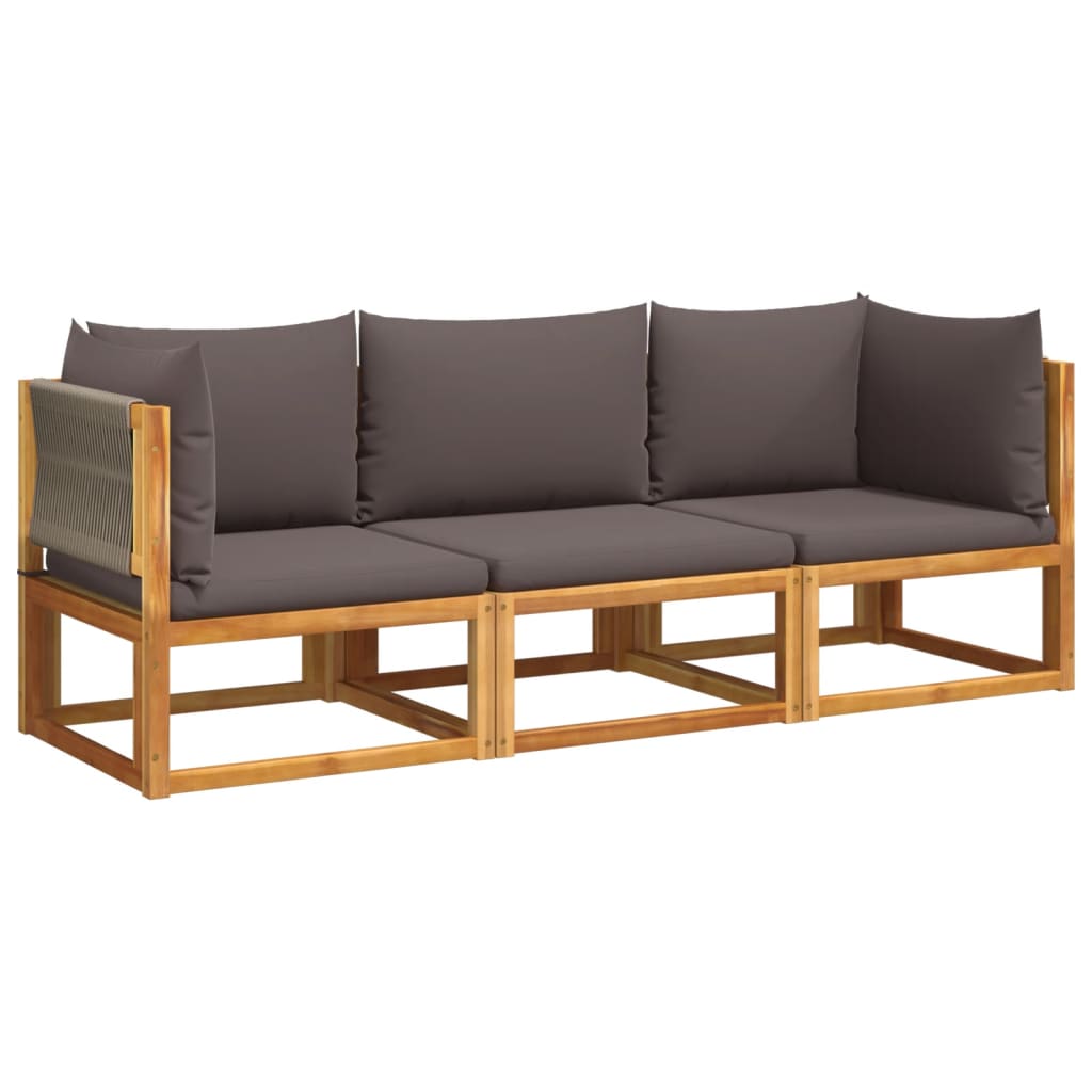 6-tlg. Gartensofa-Set mit Kissen Holz Akazie & Seil