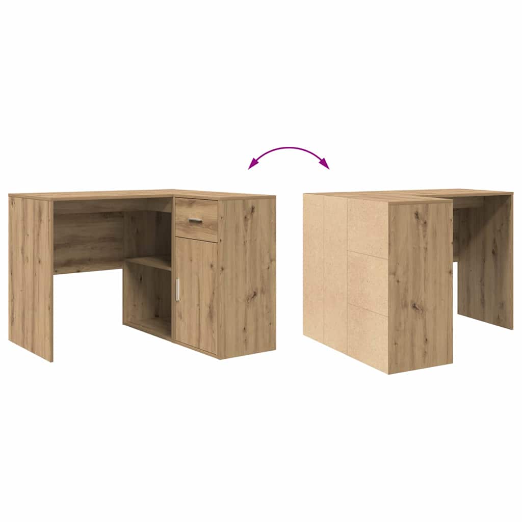 Eck-Schreibtisch Schwarz Eichen-Optik 102 x 88 x 75 cm