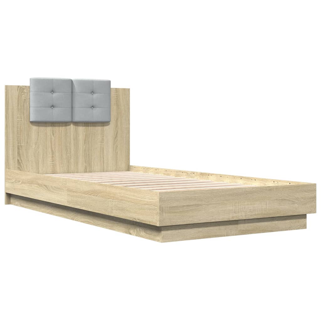Bettgestell mit Kopfteil Grau Sonoma 180x200 cm Holzwerkstoff
