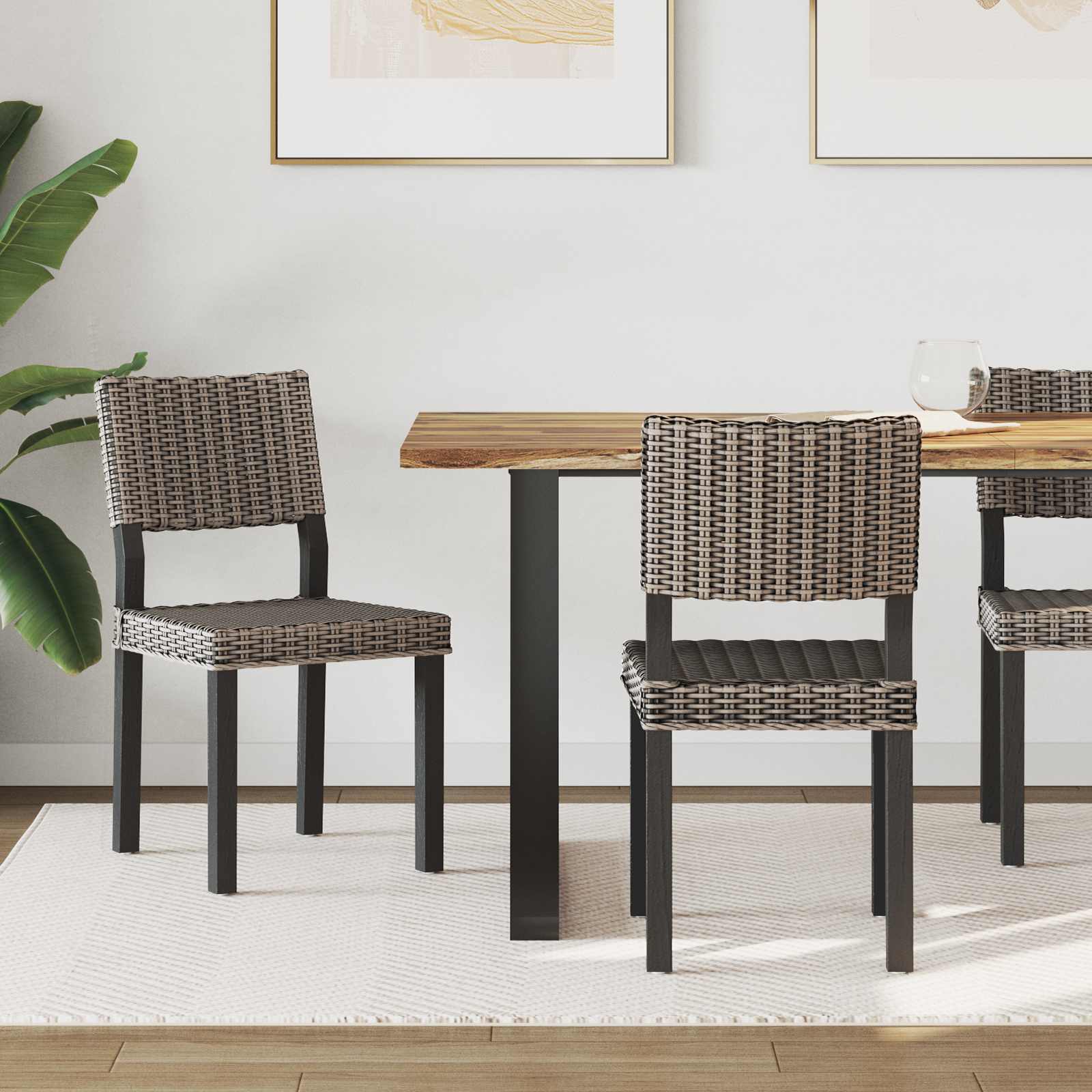 Esszimmerstuhl 2 pcs Kubu Rattan Weiß gewaschen 46 x 55 x 84 cm