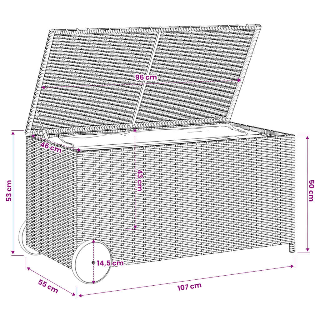 Gartentruhe Schwarz 283L Poly Rattan