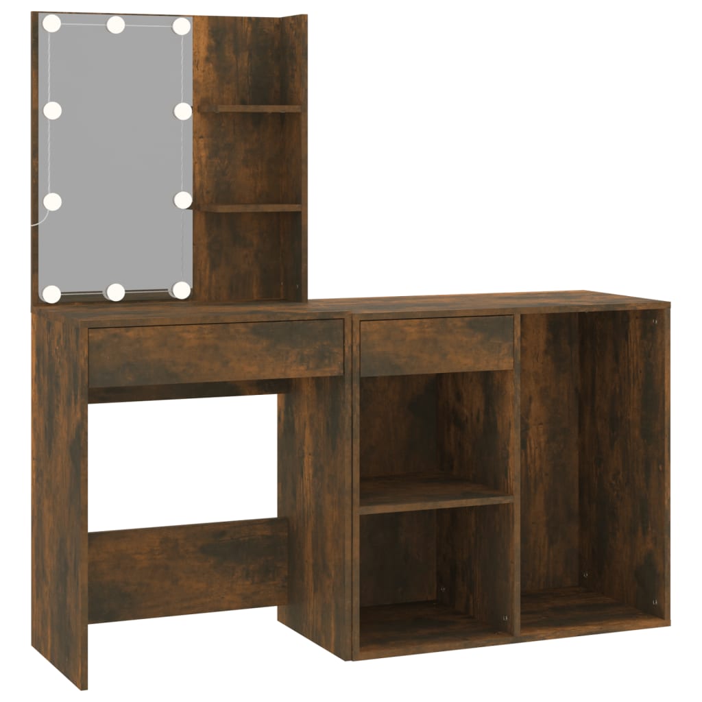 LED-Schminktisch mit Schrank Weiß Holzwerkstoff