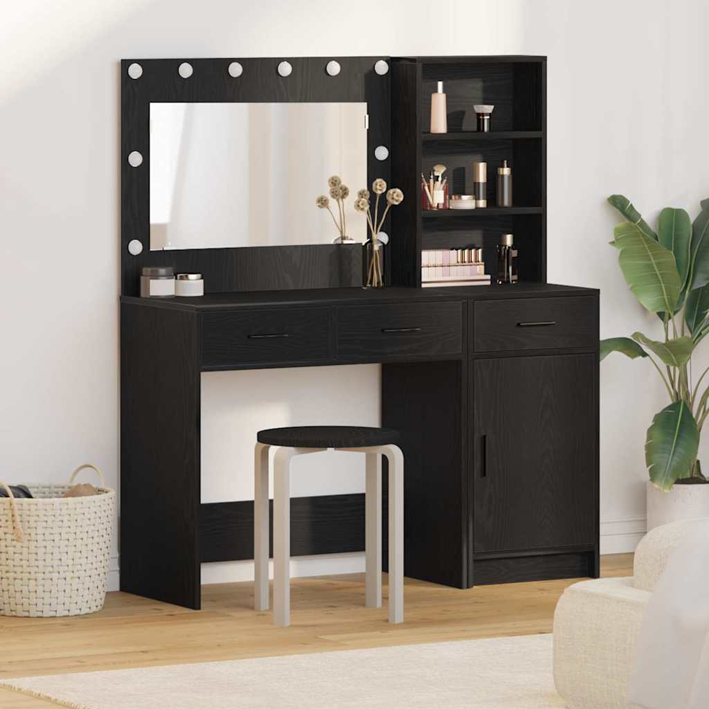 Schminktisch mit Spiegelbeleuchtung 2 pcs Weiß Holzwerkstoff