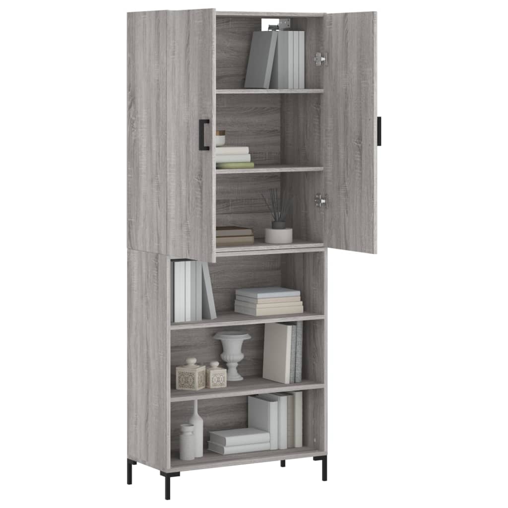 Highboard Betongrau 69,5x34x180 cm Holzwerkstoff