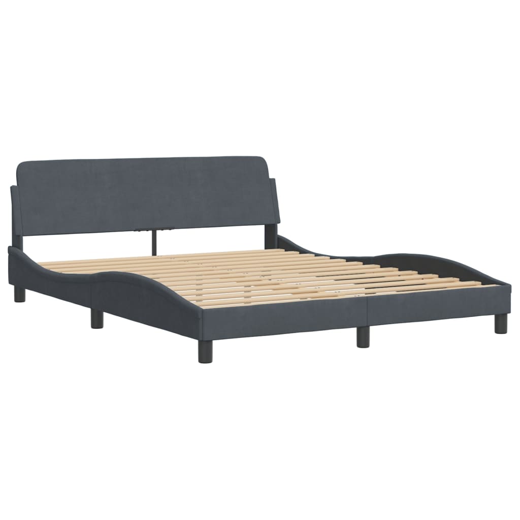 Bett mit Matratze "Hanko" Hellgrau 80x200 cm Samt