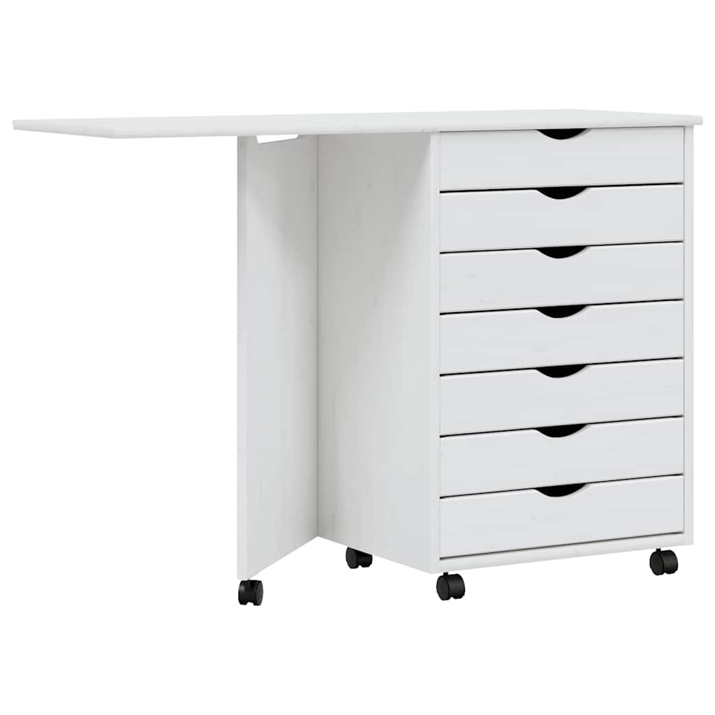 Rollschrank mit Schreibtisch MOSS Honigbraun Massivholz Kiefer