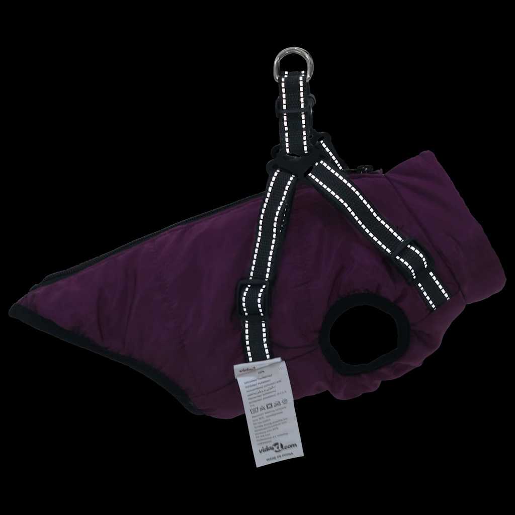 Hundemantel mit Geschirr Wasserdicht Reflektierend Lila L48
