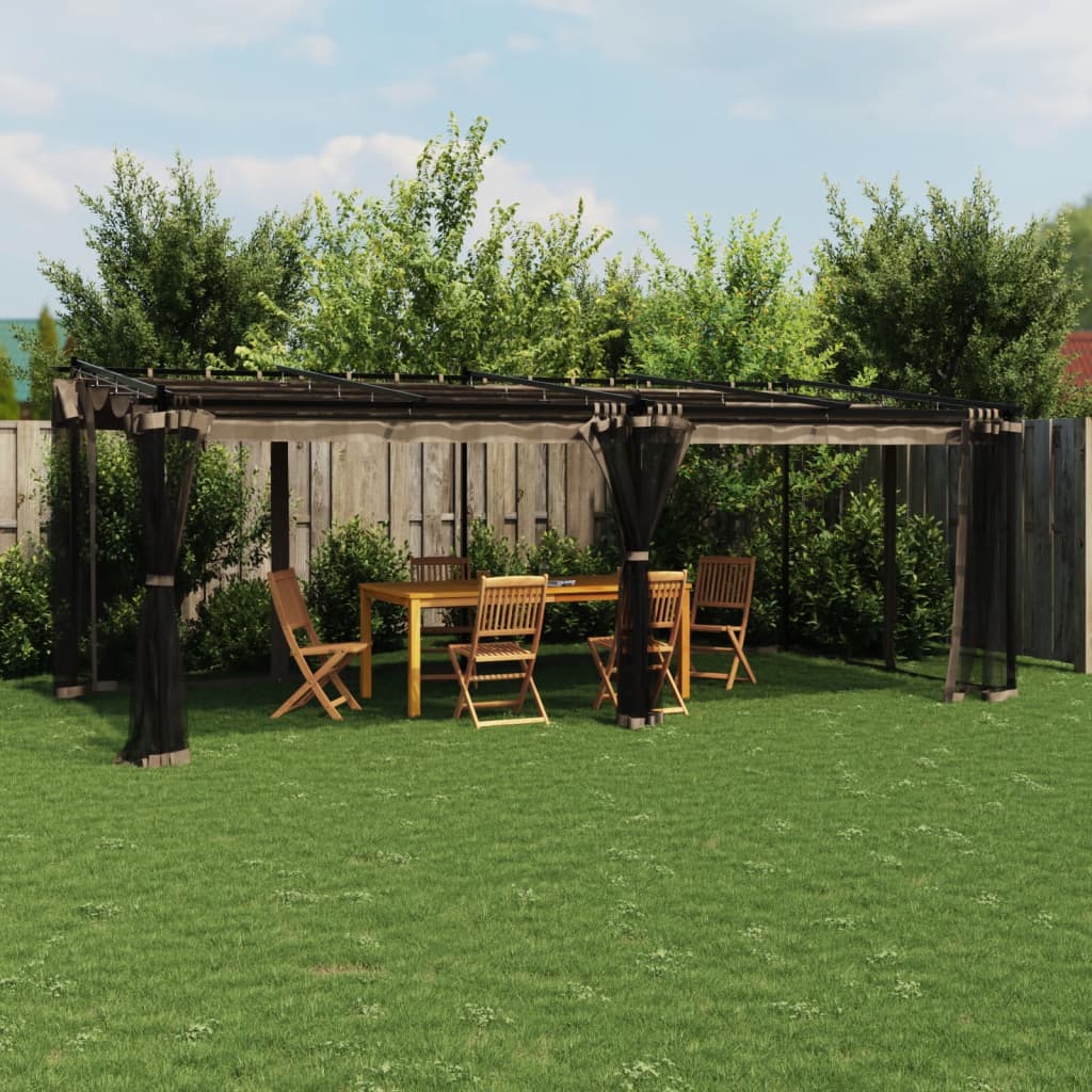 Pavillon mit Netzwände Creme 3x3 m Stahl