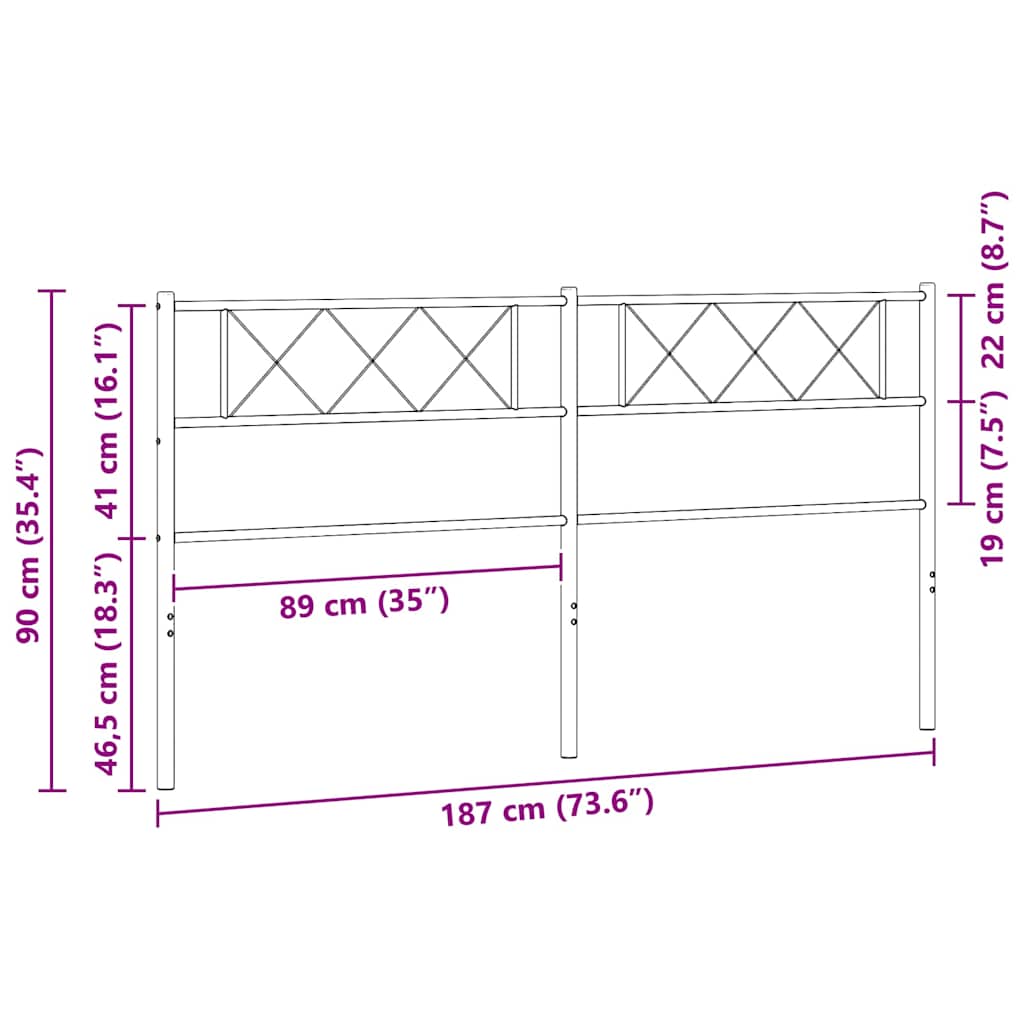 Ersatz-Kopfteil Metall Schwarz 100 cm