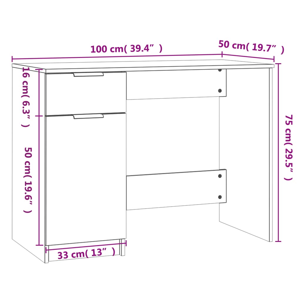 Schreibtisch Weiß 100x50x75 cm Holzwerkstoff