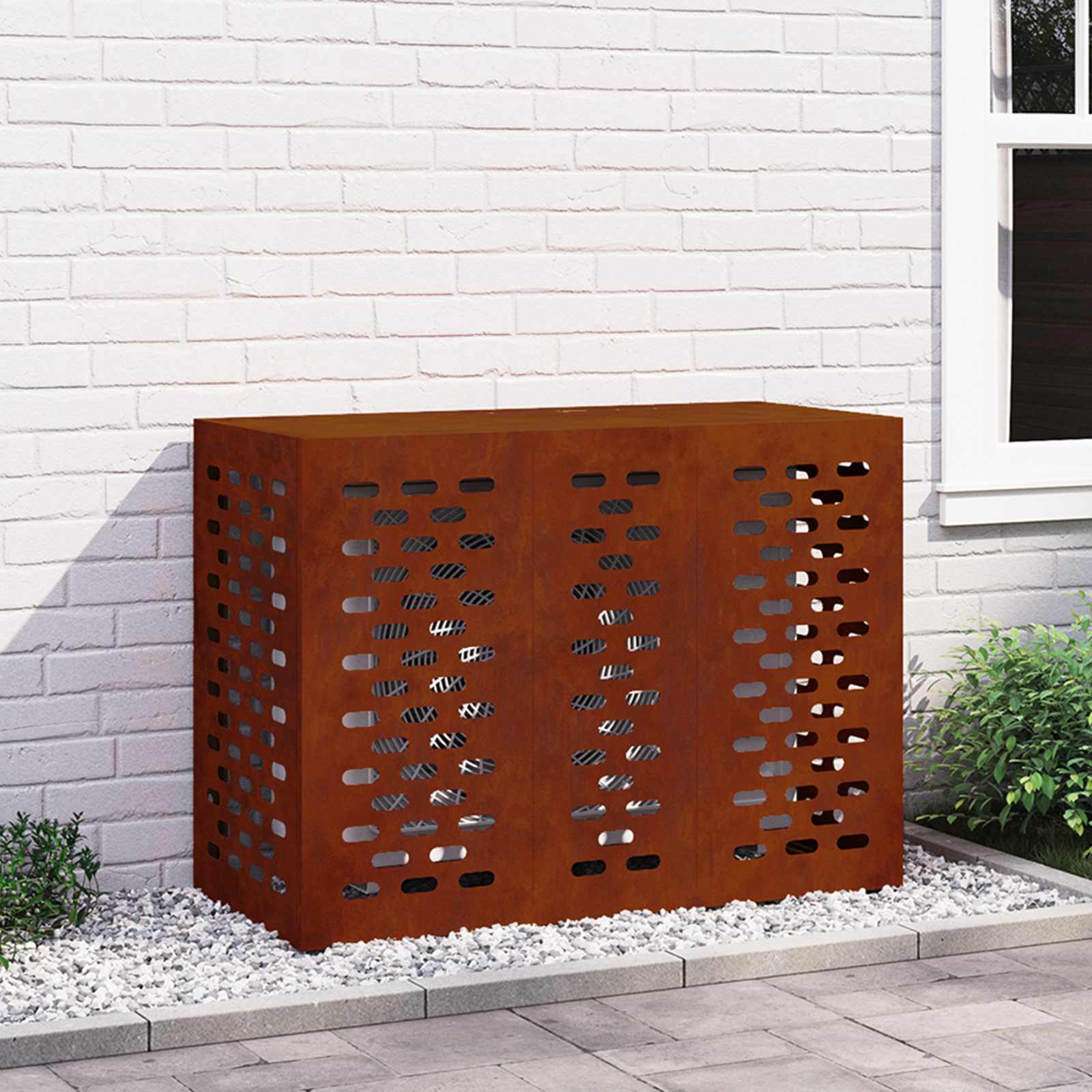 Klimaanlagenabdeckung Schwarz 90 x 40 x 60 cm Stahl