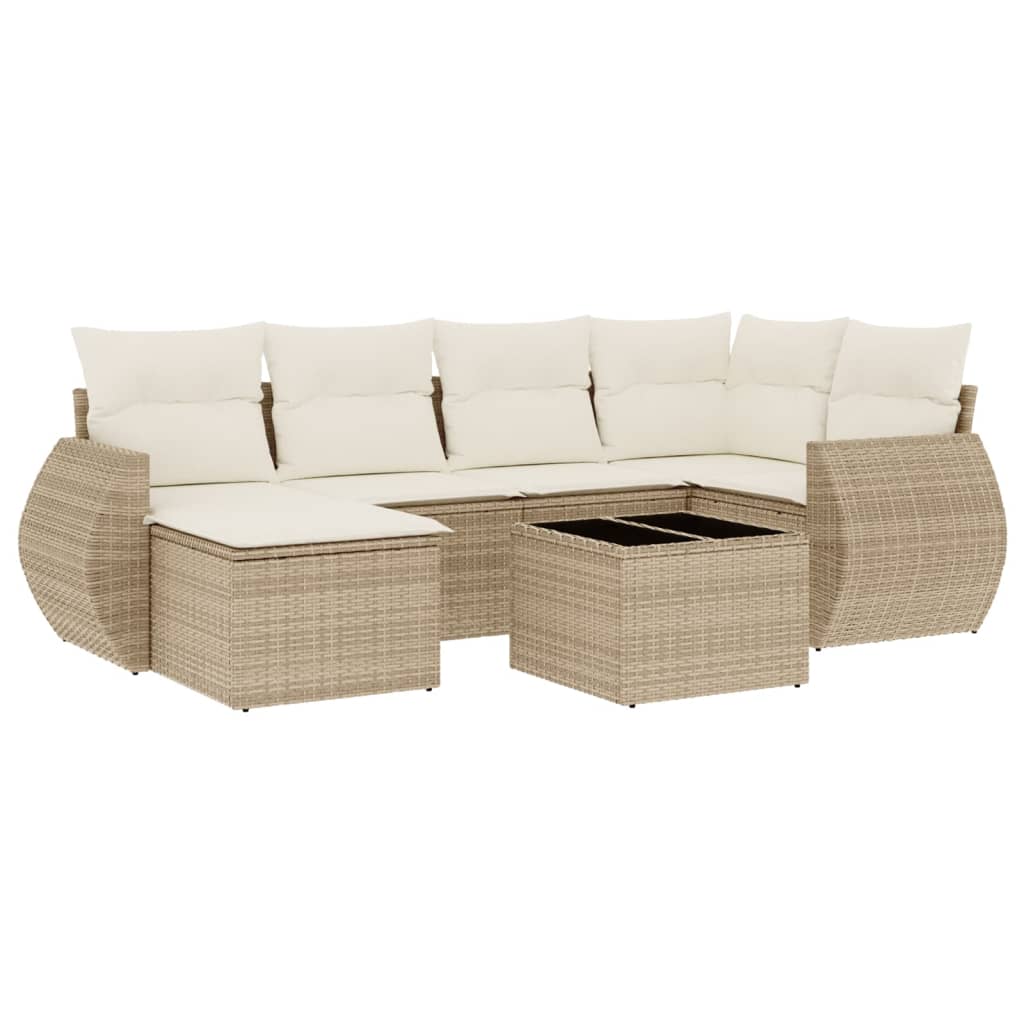 6-tlg. Garten-Sofagarnitur mit Kissen Schwarz Poly Rattan