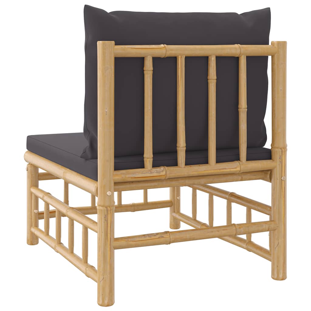 3-tlg. Garten-Lounge-Set mit Kissen Creme Bambus