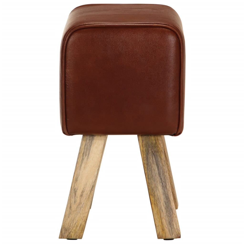 Bank Turnbock-Design 160cm Braun Echtleder Massivholz Akazie