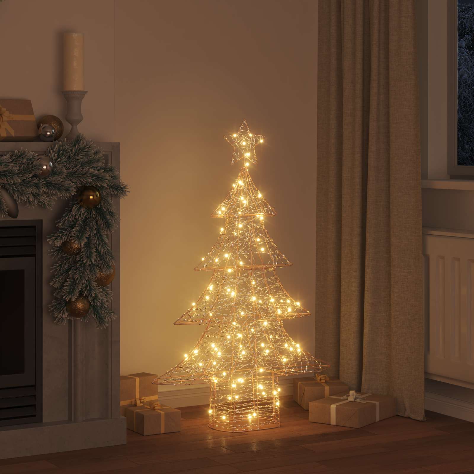 Weihnachtsbaum mit 120 LEDs Warmweiß 120,5 cm PET