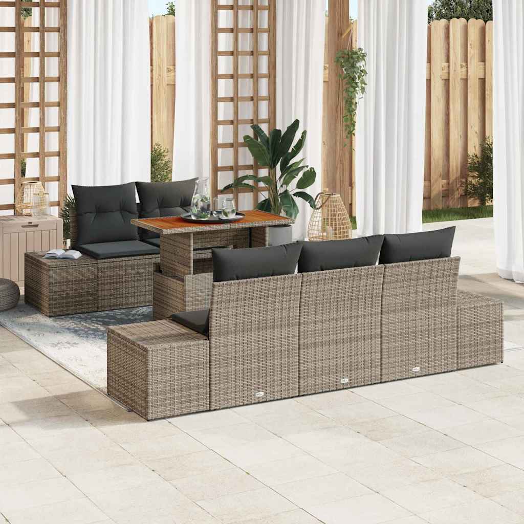 Garten Essgruppe mit Kissen 6 pcs Schwarz und Creme
