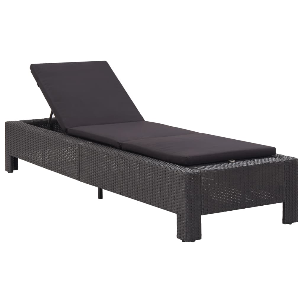Sonnenliege mit Auflage Grau Poly Rattan