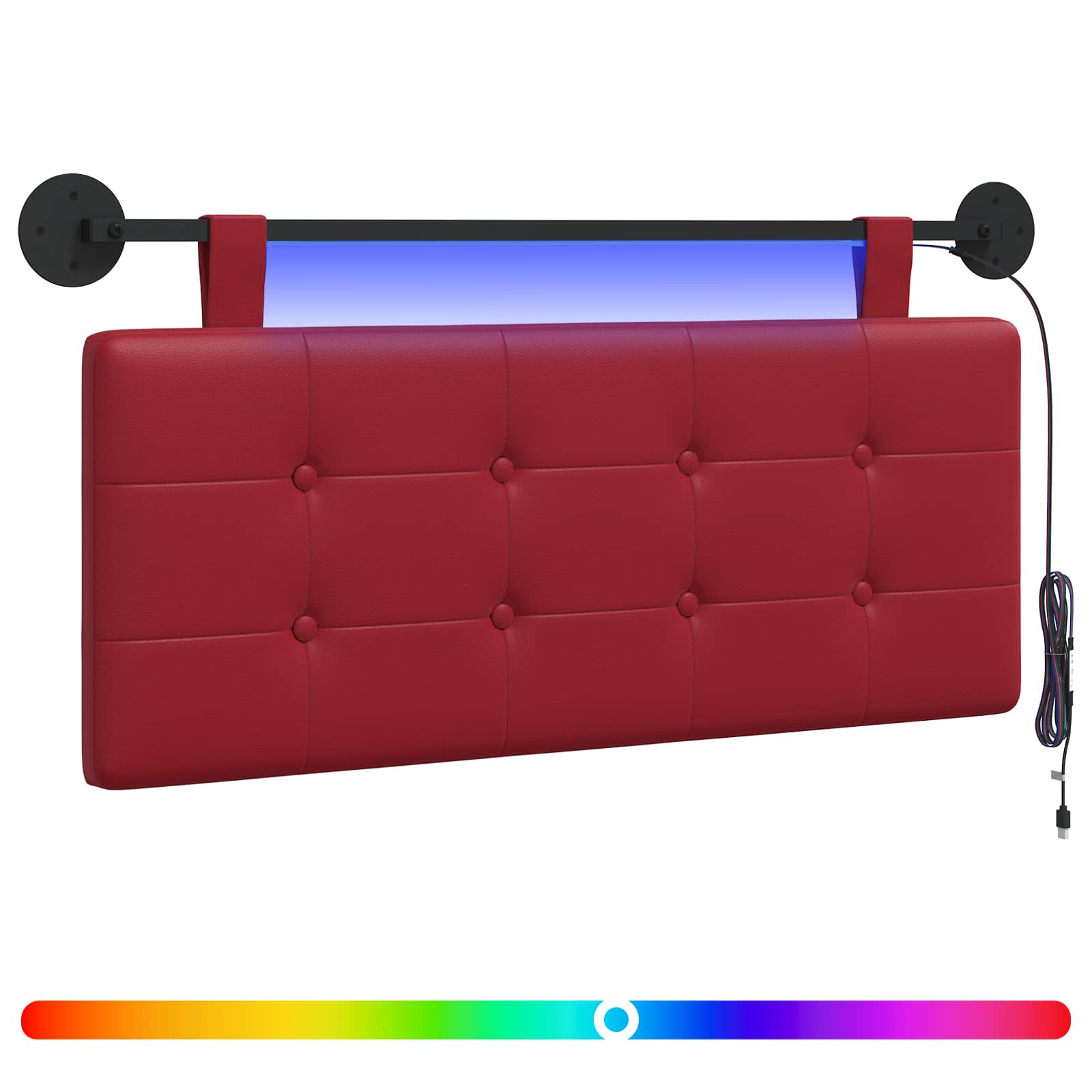 Hängendes Kopfteil Mit LED Licht Creme Kunstleder