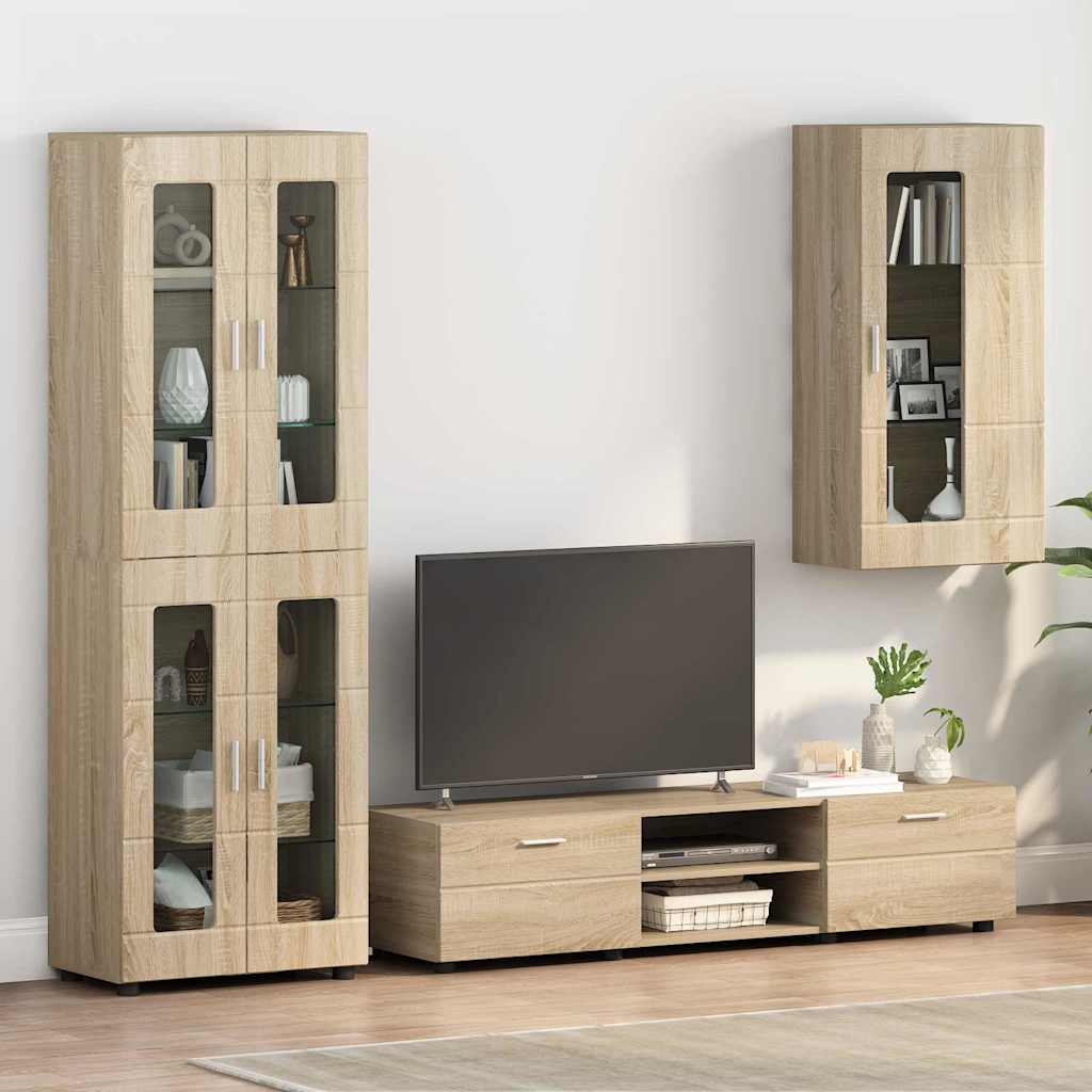Highboard mit Regal FLORIN Weiß 60 x 35 x 182 cm Holzwerkstoff