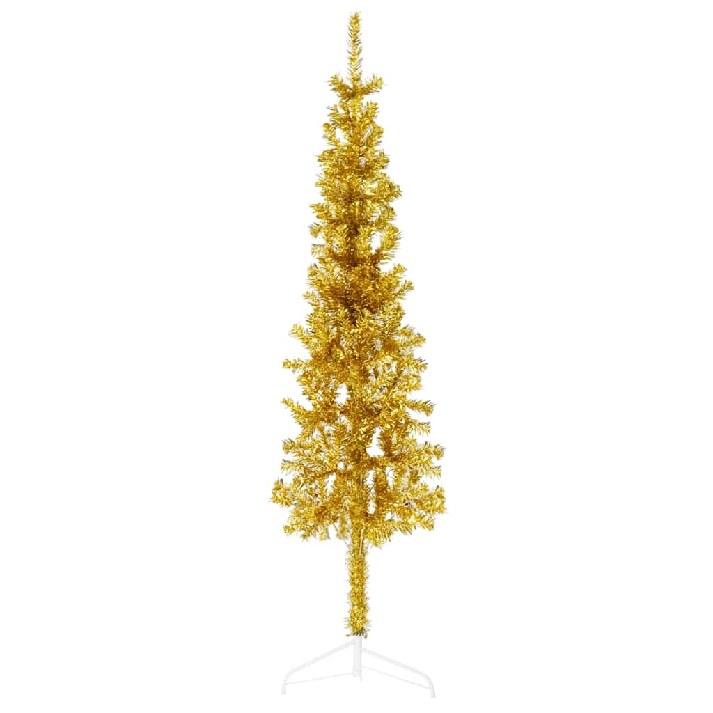 Künstlicher Halb-Weihnachtsbaum mit Ständer Schlank Weiß 180 cm