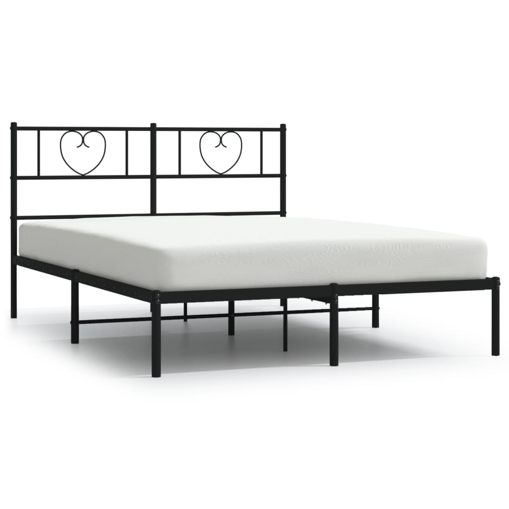 Bettgestell mit Kopfteil Metall Schwarz 100x190 cm