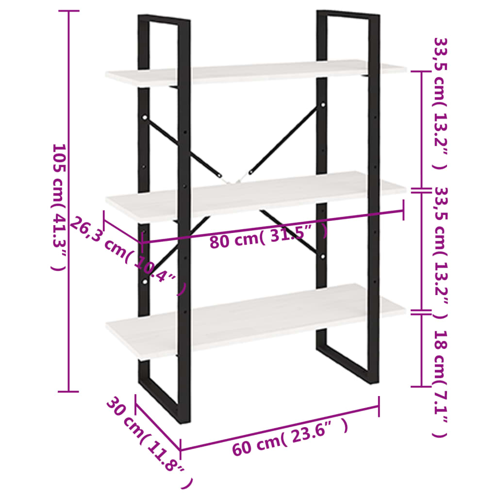Bücherregal Weiß 80x30x105 cm Holzwerkstoff