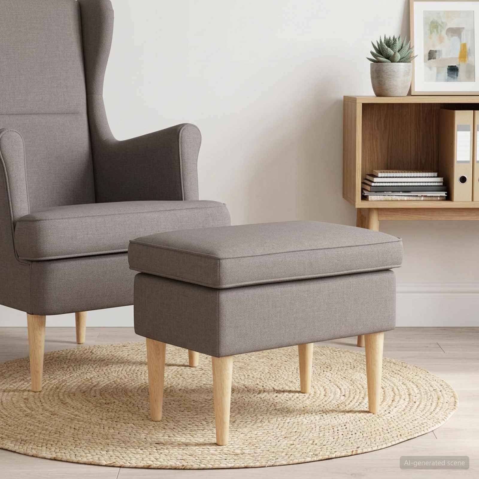 Hocker Hellgrau 55 x 35 x 41 cm Polyester