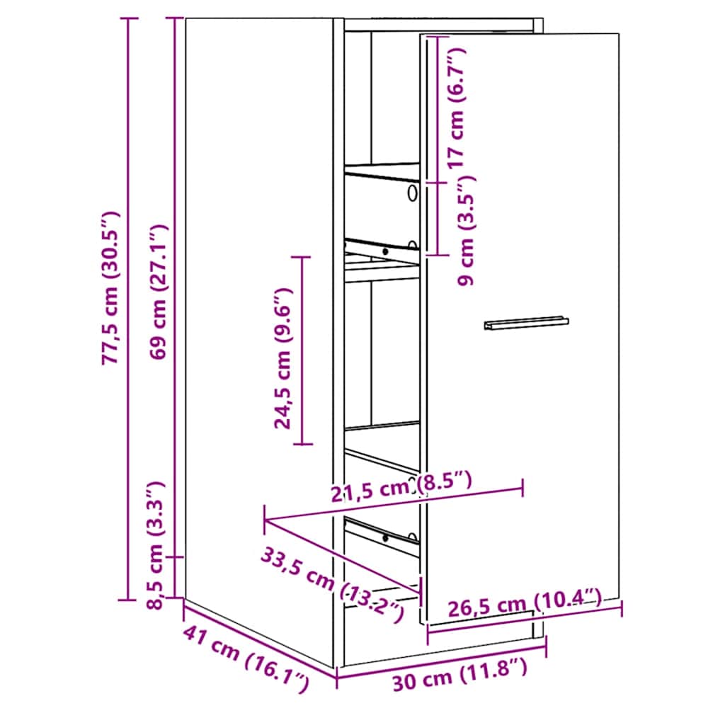 Apothekerschrank Weiß 30 x 41 x 174,5 cm Holzwerkstoff